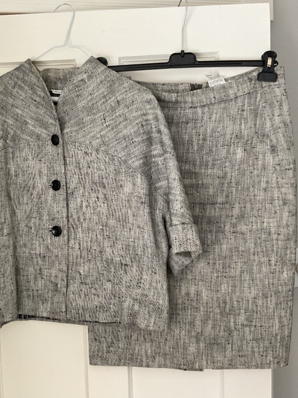 Max Mara Grey Tweed Type Suit Size 12